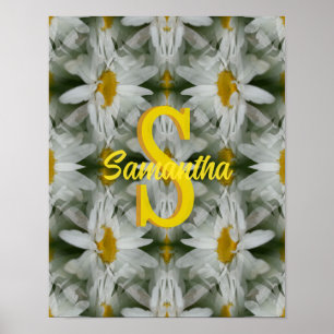 Personalisierte Monogramm-Initialen Name Gänseblüm Poster