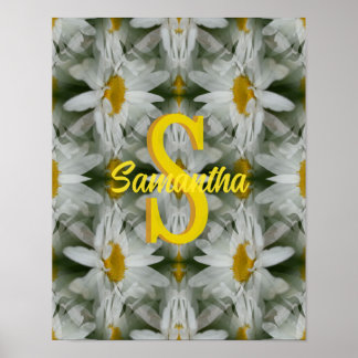 Personalisierte Monogramm-Initialen Name Gänseblüm Poster