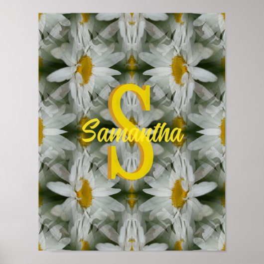 Personalisierte Monogramm-Initialen Name Gänseblüm Poster (Vorne)