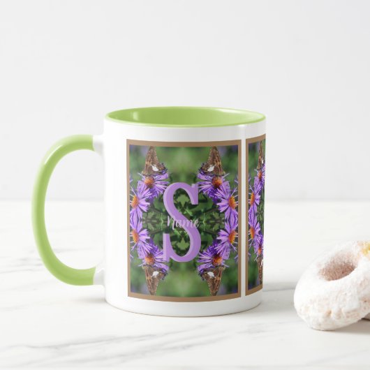 Personalisierte Monogramm-Initialen-Name Schmetter Tasse (Mit Donut)