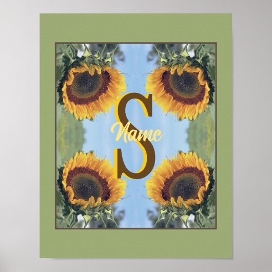 Personalisierte Monogramm-Initialen-Name Sonnenblu Poster (Vorne)