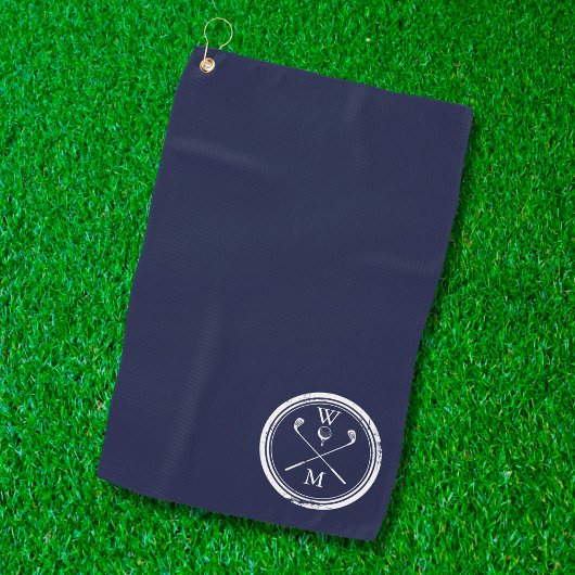 Personalisierte Monogramm-Initialen Navyblau Golfhandtuch