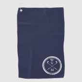 Personalisierte Monogramm-Initialen Navyblau Golfhandtuch (Vorderseite)