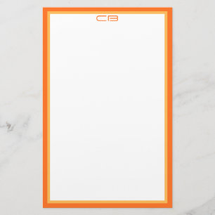 Personalisierte Monogramm-Initialen Orangengrenze Briefpapier