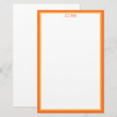 Personalisierte Monogramm-Initialen Oranger Rahmen Briefpapier (Vorne/Hinten)