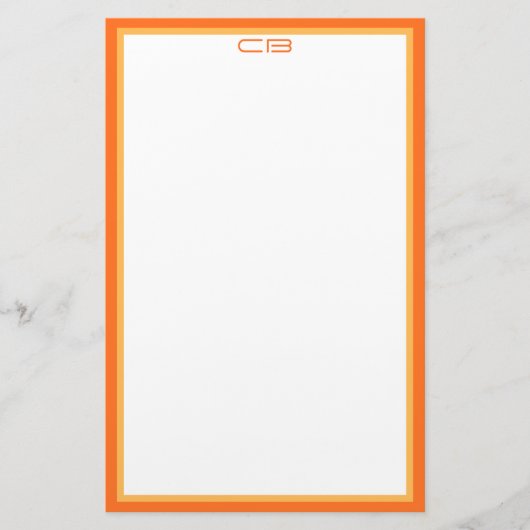 Personalisierte Monogramm-Initialen Oranger Rahmen Briefpapier (Vorderseite)