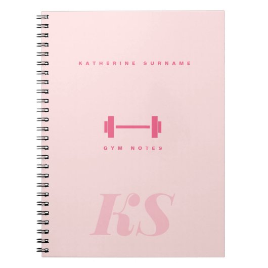 Personalisierte Monogramm-Initialen Rosa Fitness-N Notizblock (Vorderseite)