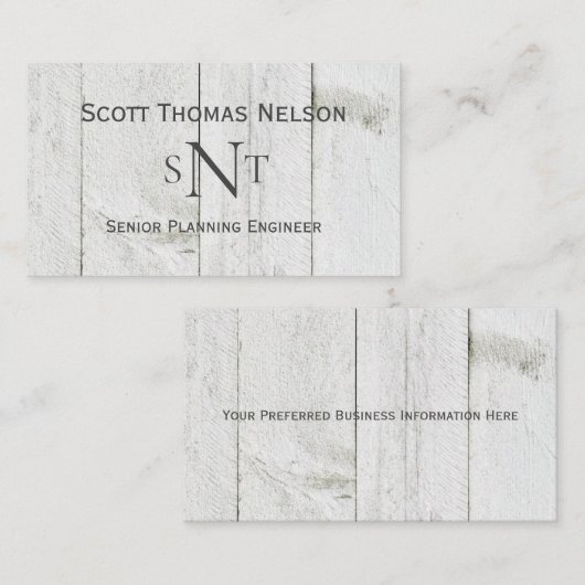 Personalisierte Monogramm-Initialen rustikal Visitenkarte (Vorne/Hinten)