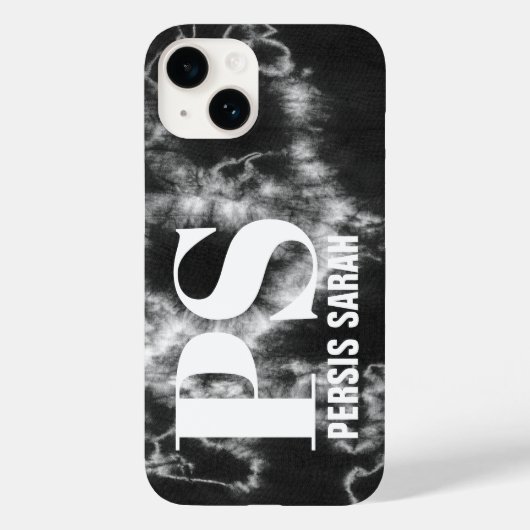 Personalisierte Monogramm Initialname Schwarze Gef Case-Mate iPhone Hülle (Rückseite)