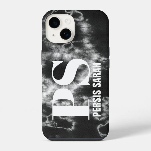 Personalisierte Monogramm Initialname Schwarze Gef iPhone Hülle (Rückseite)