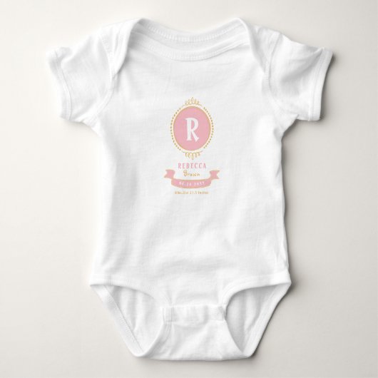 Personalisierte monogramm-Keepsakes Baby Strampler (Vorderseite)