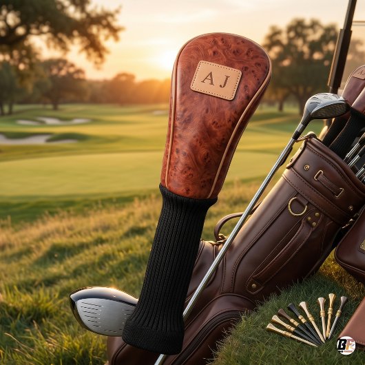 Personalisierte Monogramm-Klassik-Leder-Optik Golf Headcover