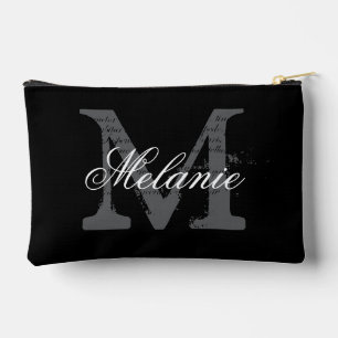 Personalisierte Monogramm kleine schwarze Kosmetik Zubehörtasche