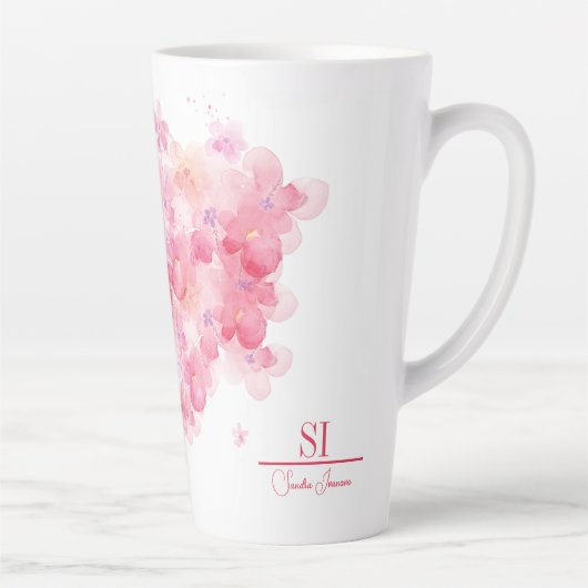 Personalisierte Monogramm-Latte-Tasse | Moderne Bl Milchtasse (Rechts)