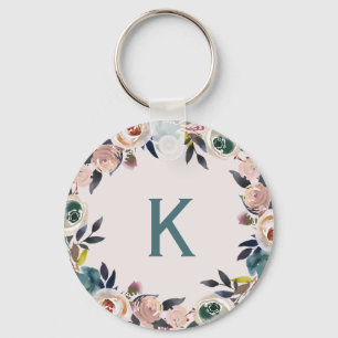 Personalisierte Monogramm-Letter Floral Chairs Schlüsselanhänger