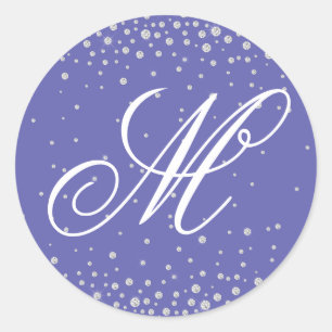 Personalisierte Monogramm-Lila-Diamanten Runder Aufkleber