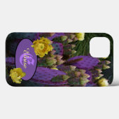 Personalisierte Monogramm Lila Kaktus Gelbe Blumen Case-Mate iPhone Hülle (Rückseite (Horizontal))