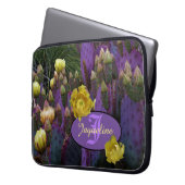 Personalisierte Monogramm Lila Kaktus Gelbe Blumen Laptopschutzhülle (Vorderseite Links)