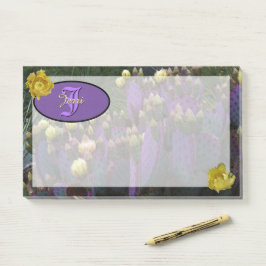 Personalisierte Monogramm Lila Kaktus Gelbe Blumen Post-it Klebezettel