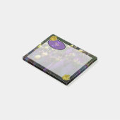 Personalisierte Monogramm Lila Kaktus Gelbe Blumen Post-it Klebezettel (angewinkelt)