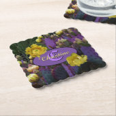 Personalisierte Monogramm Lila Kaktus Gelbe Blumen Untersetzer (angewinkelt)