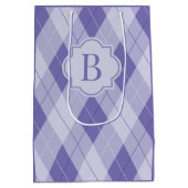 Personalisierte Monogramm Lila Lilac-Raute Mittlere Geschenktüte (Rückseite)