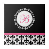 Personalisierte Monogramm-Lilien-Fliese Fliese (Vorderseite)