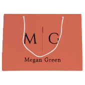 Personalisierte Monogramm mit Namen Terrakotta Große Geschenktüte (Vorderseite)