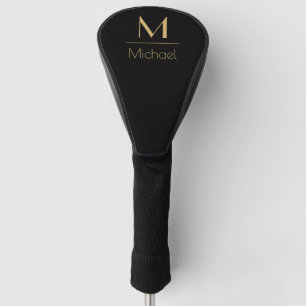 Personalisierte Monogramm Name Black & Gold Golf Headcover