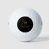 Personalisierte Monogramm | Name Black & Gold Golfball (Vorderseite)