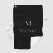 Personalisierte Monogramm | Name Black & Gold Golfhandtuch (Insitu)