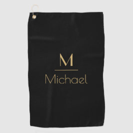 Personalisierte Monogramm | Name Black & Gold Golfhandtuch