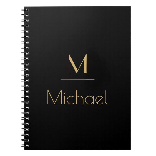Personalisierte Monogramm | Name Black & Gold Notizblock (Vorderseite)