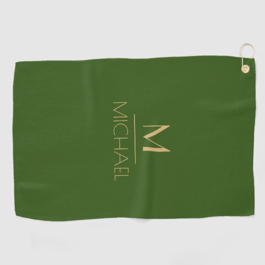 Personalisierte Monogramm | Name Green & Gold Golf Golfhandtuch (Horizontal)