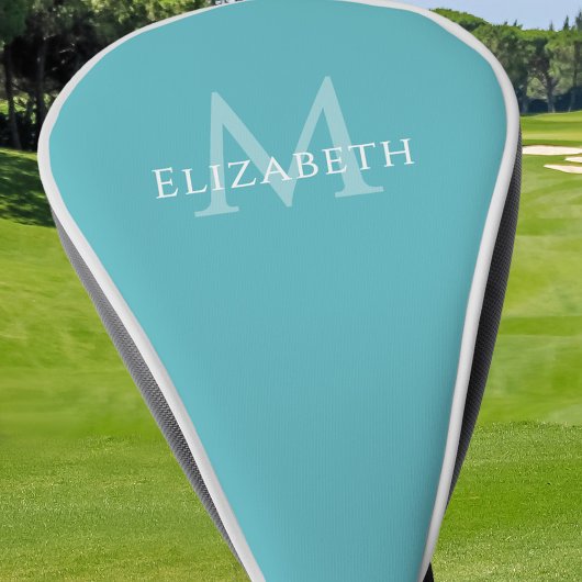 Personalisierte Monogramm-Name-Initial Teal Golf Headcover