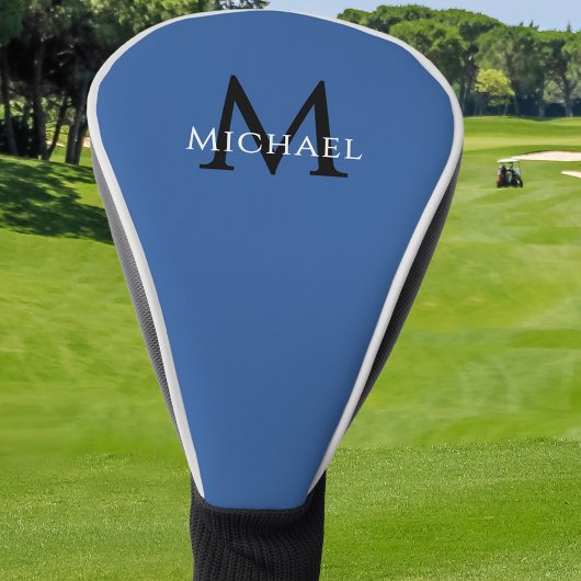 Personalisierte Monogramm-Name-Initiale Blau Golf Headcover
