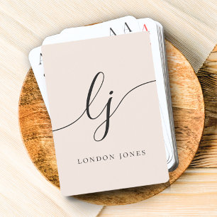 Personalisierte Monogramm-Name Kalligrafie Schrift Spielkarten