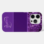 Personalisierte Monogramm Name Lila Sequenzen Stre Case-Mate iPhone Hülle (Rückseite (Horizontal))