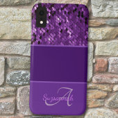 Personalisierte Monogramm Name Lila Sequenzen Stre Case-Mate iPhone Hülle