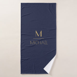 Personalisierte Monogramm   Name Navy & Gold Badhandtuch Set