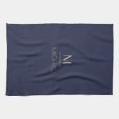 Personalisierte Monogramm | Name Navy & Gold Geschirrtuch (Horizontal)
