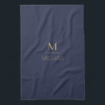 Personalisierte Monogramm | Name Navy & Gold Geschirrtuch<br><div class="desc">Personalisierter Monogram Navy & Gold Art Deco Schriftart,  Die Vorlage ist Set für Sie bereit,  um mit Ihrem Namen und Initial anpassen,  Wenn Sie möchten,  die Farbe oder den Stil des Schriftartes ändern,  klicken Sie weiter,  dass das Ende der Vorlage anpassen.</div>