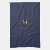 Personalisierte Monogramm | Name Navy & Gold Geschirrtuch (Vertikal)
