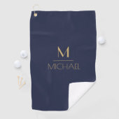 Personalisierte Monogramm | Name Navy & Gold Golf  Golfhandtuch (Insitu)