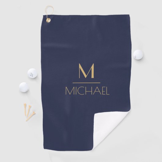 Personalisierte Monogramm | Name Navy & Gold Golf  Golfhandtuch (Insitu)