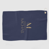 Personalisierte Monogramm | Name Navy & Gold Golf  Golfhandtuch (Horizontal)