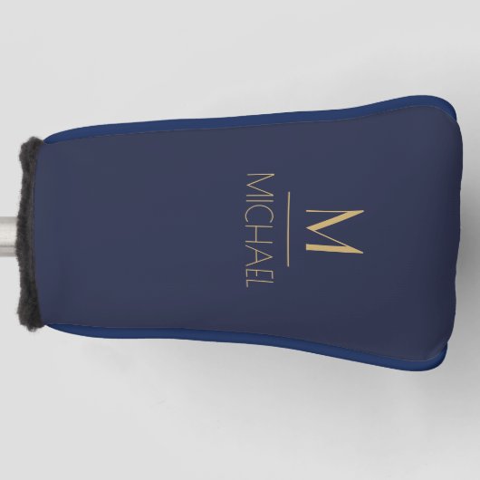 Personalisierte Monogramm | Name Navy & Gold Golf Headcover (Vorderseite)