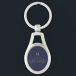 Personalisierte Monogramm | Name Navy & Gold Schlüsselanhänger<br><div class="desc">Personalisierter Monogram Navy & Gold Art Deco Schriftart,  Die Vorlage ist Set für Sie bereit,  um mit Ihrem Namen und Initial anpassen,  Wenn Sie möchten,  die Farbe oder den Stil des Schriftartes ändern,  klicken Sie weiter,  dass das Ende der Vorlage anpassen.</div>