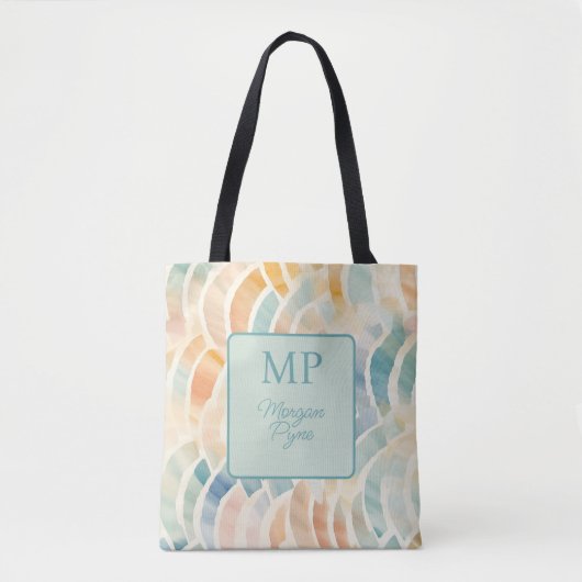 Personalisierte Monogramm Name Wasserfarbwaagen Tasche (Vorderseite)
