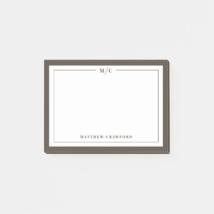 Personalisierte Monogramm-Notizzettel mit braunem Post-it Klebezettel